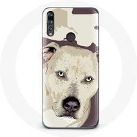 Maniacase Etui voor Huawei p30 lite Pitbull hond wit