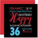 Grappige 36e verjaardagskaart voor echtgenoot vrouw - Your Fault I'm Extremely Happy - Gelukkige 36e huwelijksverjaardagskaart voor partner, 145 mm x 145 mm wenskaarten voor zesendertigste jubilea