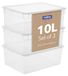 Boîte de rangement Boîte de rangement Boîte de rangement - Set de 3 - 10 litres - Transparent avec couvercle - Sans BPA - 36,5 x 26,5 x 14 cm