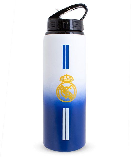 Hy-Pro Real Madrid drinkfles aluminium ST 750ml wit met rietje