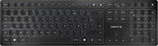CHERRY KW 9100 SLIM Toetsenbord RF-draadloos + Bluetooth AZERTY Frans Zwart