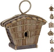 Relaxdays decoratie vogelhuis - vogelhuisje - nestkast - hout - mini vogelhuis - hangend H