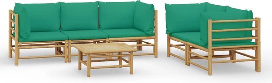 vidaXL 6-delige Loungeset met kussens bamboe groen