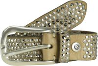 b.belt Leren riem Zoe Silver Stud Belt W100 Camel Lichtbruin