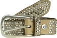 b.belt Leren riem Zoe Silver Stud Belt W100 Camel Lichtbruin