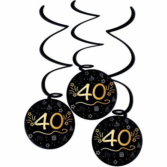 Folat Shining Glam Swirls 40 jaar - 3 stuks
