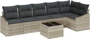 vidaXL Tuinbank Set Lichtgrijs Polyrattan
