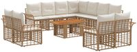 vidaXL Tuinbank Set 12 stuks Natuurlijk en Crème Wit polyrattan