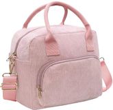 Sac à lunch isolé - Grand velours côtelé, réutilisable, doux - Pour le travail, le pique-nique, la plage - Rose, 10 litres
