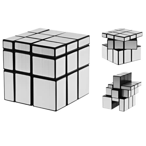 MAGIC SELECT Zauberwürfel Spiegel 3x3, Speed Puzzle 3D Mirror Cube, Mirror Magic Cube, SpeedCube met antislip PVC-stickers, educatief speelgoed voor kinderen en volwassenen in zilverkleur