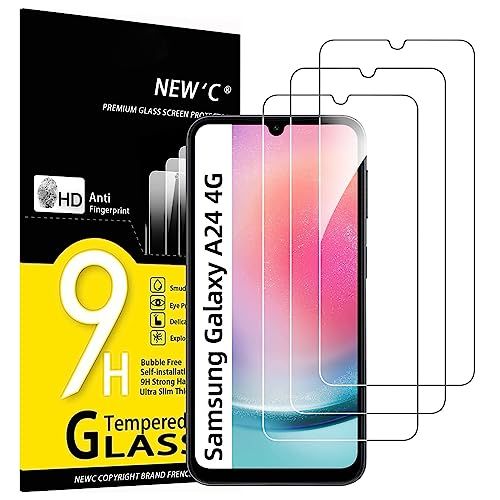 NEW'C 3 Stuks, Screen Protector voor Samsung Galaxy A24 4G, Gehard Glass Schermbeschermer Film 0.33 mm ultra transparant, ultra resistent
