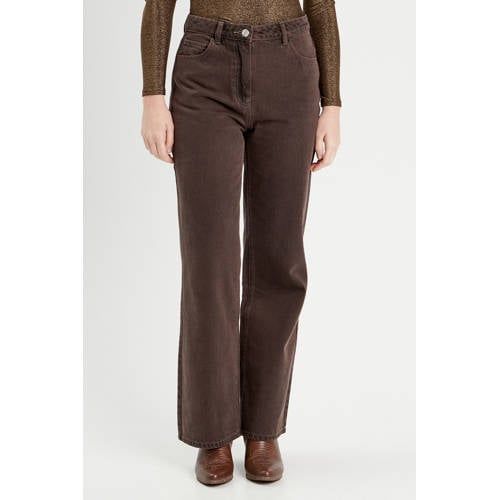 Cache Cache High Waist Wide Leg Jeans Donkerbruin