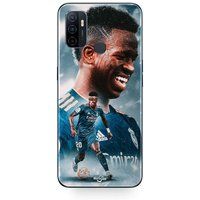 Maniacase Etui Oppo A32 Vinicius JR Real Madrid Blauw Behang