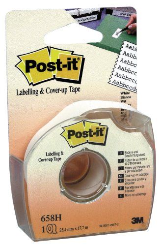 Post-it Afdek- en etiketteringstape 6-regels breedte Wit 25,4 mm x 17,7 m 1 Rol/Dispenser 1 Dispenser/Pack