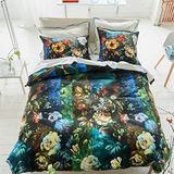 Déco-de-maison Minakari Cobalt - Dekbedovertrek in katoen satijn met print