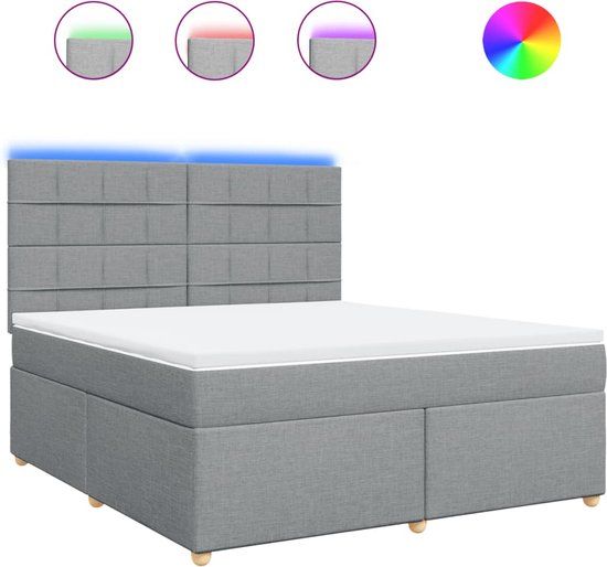 vidaXL Boxspring met matras stof lichtgrijs 180x200 cm