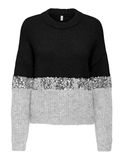 Only Trui Onlmaine Life Ls Sequin Block O-nec 15358399 Black/sliver Seq Dames Maat - XS