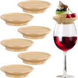 Merkloos Bamboo Wijnglas Toppers - Set van 6 - Voor Snacks en Desserts