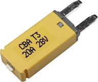 Hansor Circuit Breaker Mini, type 3. Manual Reset, 20A CBA3 Series 20A Zekeringautomaat standaard vlakzekering 20 A Geel