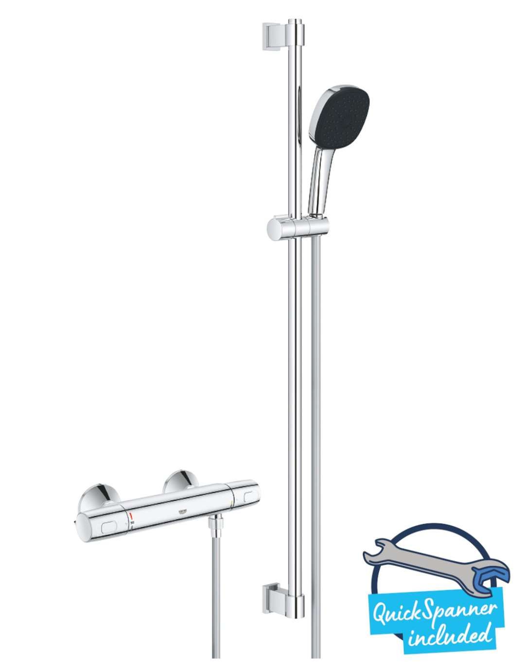 Grohe Precision Trend Doucheset - Thermostaat - 3 Jets - Chroom