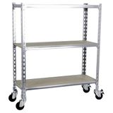 Simon Rack Metalen stelling met wielen 975x1000x400 mm - Maderclick | 3 niveaus, Houten legbord, 75 kg buigbelasting, Corrosiewerende coating, Montage met kliksysteem, Gegalvaniseerd