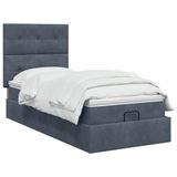 vidaXL Ottoman bed met matras Donkergrijs 80 x 200 cm Fluweel