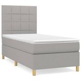 vidaXL Boxspringbed met matras, gris clair, 100x200 cm, gestoffeerd