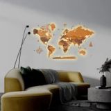 LosokaWood Décoration murale carte du monde avec rétroéclairage LED 3D Wzór XIII