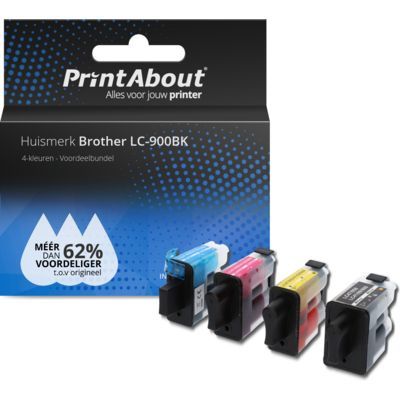 PrintAbout - Compatible Brother LC-900BK Ink Cartridge 4-Pack