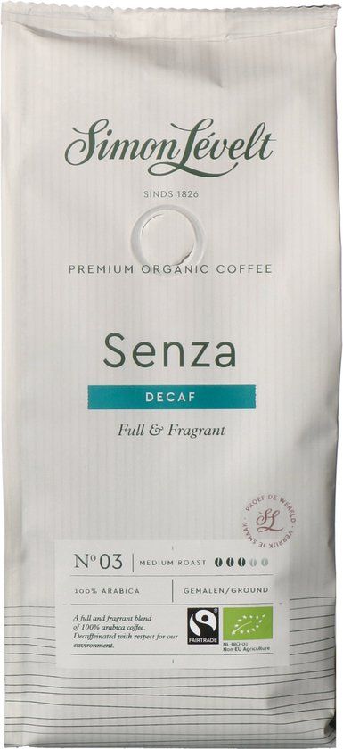 Simon Levelt Simon Lévelt | Senza cafeïnevrij Premium Organic Coffee - snelfiltermaling 250g