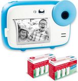 AGFA Photo Pack Realikids Instant Cam + 6 extra ATP3WH thermische papierrollen – Instantcamera voor kinderen, 2,4" LCD-scherm, lithiumbatterij, selfie-spiegel en fotofilter – Blauw
