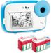 AGFA Photo Pack Realikids Instant Cam + 6 extra ATP3WH thermische papierrollen – Instantcamera voor kinderen, 2,4" LCD-scherm, lithiumbatterij, selfie-spiegel en fotofilter – Blauw
