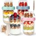 StarTech Glazen potten voor overnight oats - ontbijtbekers - set van 4 - 600 ml - lekvrij - dubbellaags ontwerp - apart vak voor toppings - lepel