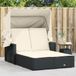 Prolenta Maison Exclusive - Dubbele ligbed met zonnedak en kussens, zwart, van polyrotan
