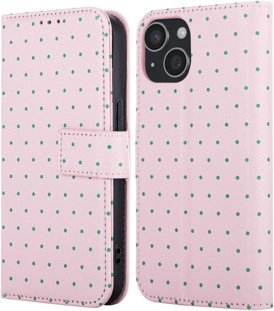 imoshion Hoesje - Geschikt voor Apple iPhone 15 - Design Bookcase smartphone - Happy Dots