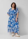 s.Oliver - Robe longue en mousseline avec taille smockée - bleu roi - Taille 48