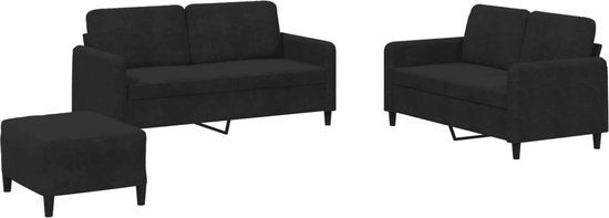 vidaXL 3-delige Loungeset fluweel zwart