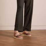 No Stress suède sandalen met panterprint beige