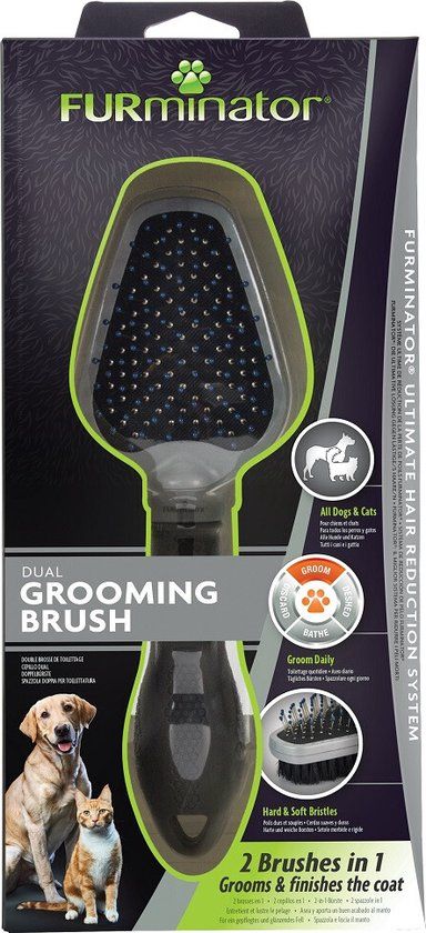 Furminator Grooming Dog en Cat Dual Brush - Grijs - Kunststof - Lang en kort haar