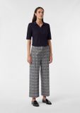 Comma Geruite Broek Zwart Viscose Regular Fit Vrouwen 40
