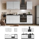 Vicco Complete keukeneenheid Fame-Line, Wit Hoogglans/Antraciet, 230 cm zonder werkblad