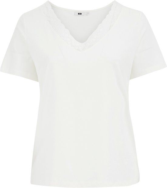 WE Fashion Dames T-shirt met kant - Curve