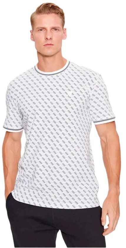 Guess Multi 4G T-shirt Korte Mouw Ronde Hals Printopdruk Katoen Regular Fit Wit Heren M