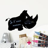 Ambiance Sticker Schoolbordsticker - uitwisbare zelfklevende muurstickers - Neushoorn + 4 vloeibare krijtjes - 75x115cm
