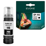 Evoke Compatible Ink for Epson 115 C13T07D14A Black Photo 6200 Pages Ecotank L8160 L8180