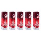 SIGEL GT024 Flessen-geschenkzakjes van papier | 5-delige set | rood | Kerstmis | "Sparkling Tree"