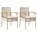 VidaXL Tuinstoelen 2 stuks met kussens, polyrattan en acaciahout, crème/wit