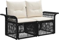 vidaXL Tuinbank 2-Aantal zitplaatsen Zwart poly rattan