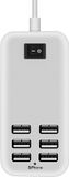 DrPhone UPA 30W USB Hub Laadstation - Power Adapter 6 Poorten - Wit