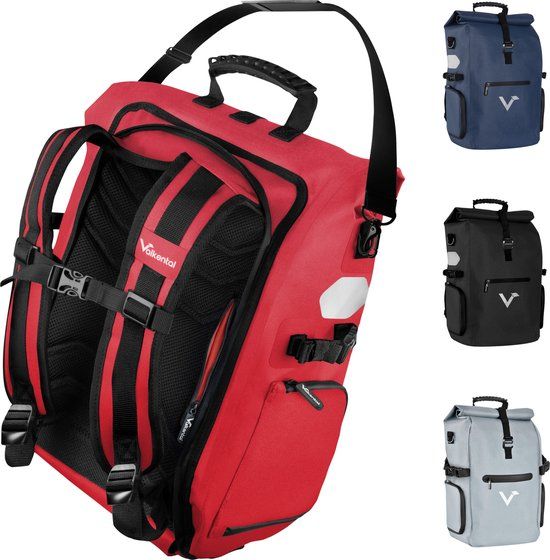 Valkental ValkPro 3-in-1 Fietstas - Rood - 26L - Waterdicht - rPET
